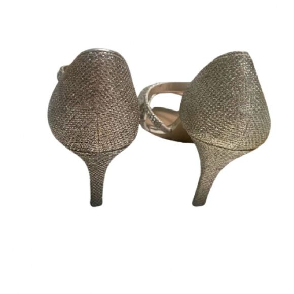 Bandolino Women's Meggie Open Toe Heels Gold Strappy Shoes 8 1/2 M - Picture 3 of 7